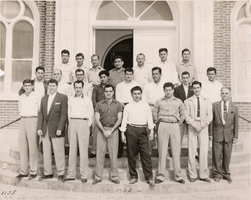 1955 reunion of Boy Scout Troop 20, started by my grandfather (front right).