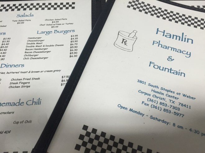 Hamlin Pharmacy Menu